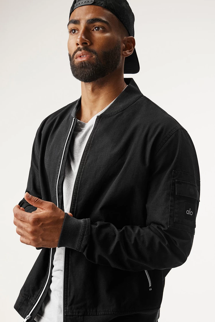 Aloyoga Division Ripstop Bomber Jaka - Melna