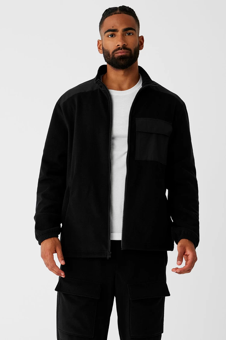 Aloyoga Polar Fleece Ridge Full Zip Jacket - Black