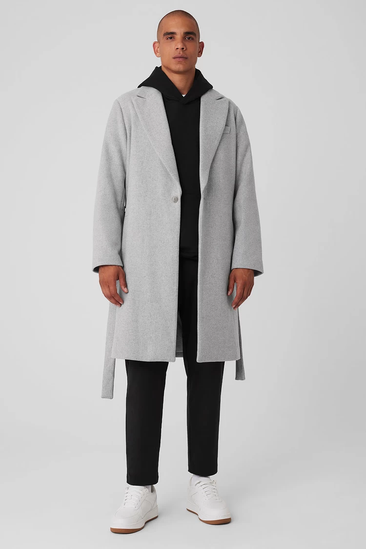 Aloyoga Wool Gameday Overcoat - Athletic Heather Grey
