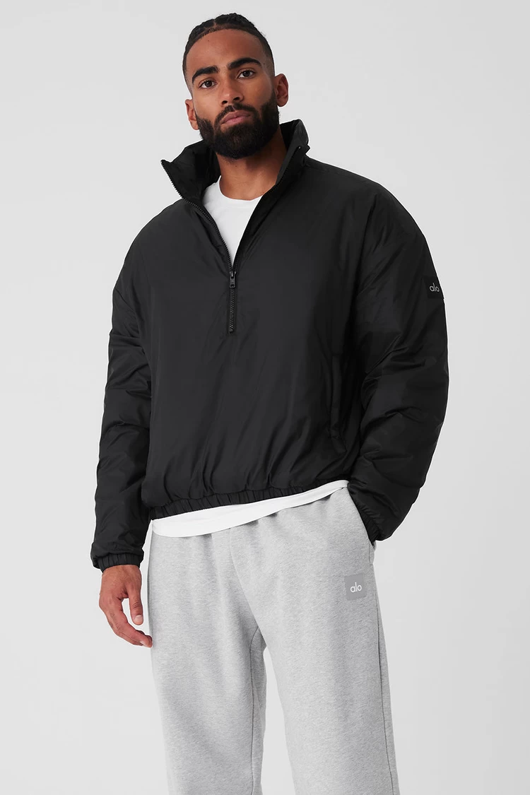Aloyoga Latitude Light Weight 1/2 Zip Pullover Jacket - Black