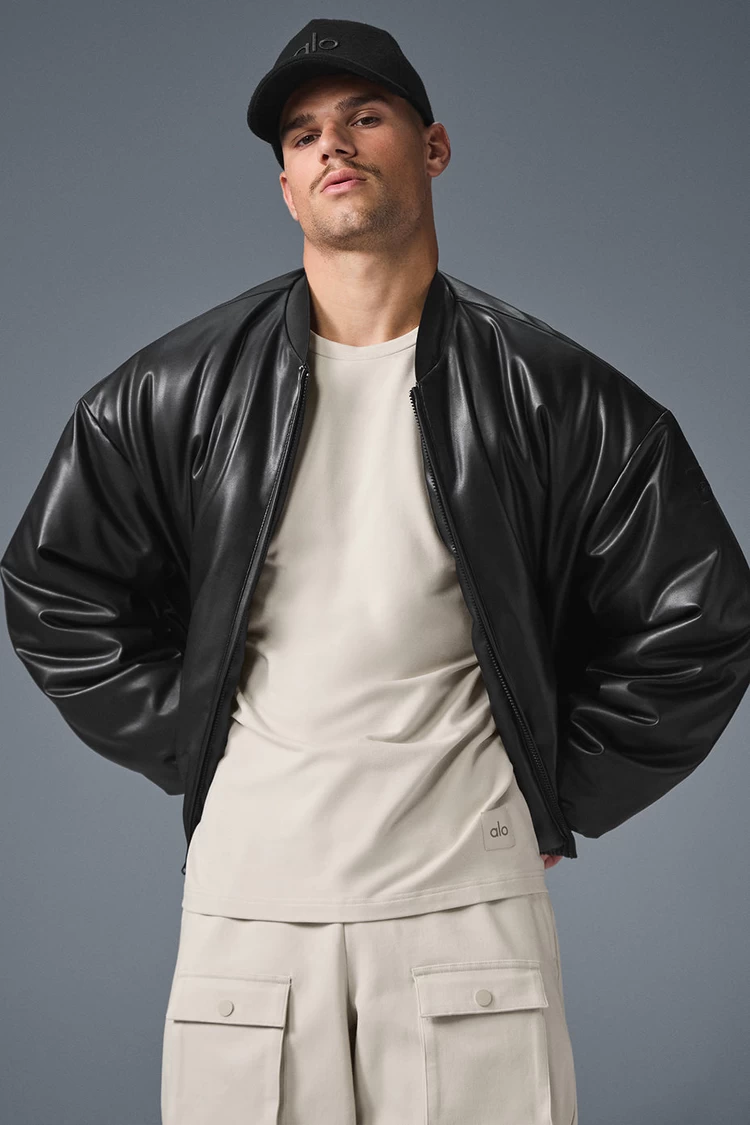 Aloyoga Faux Leather Premier Bomber - Black