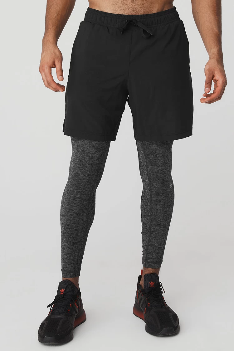 Aloyoga Stability 2-In-1 Pant - Black/Dark Grey Marl