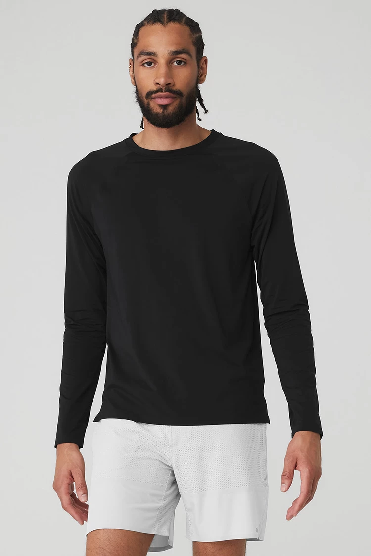 Aloyoga Idol Long Sleeve Performance Tee - Black
