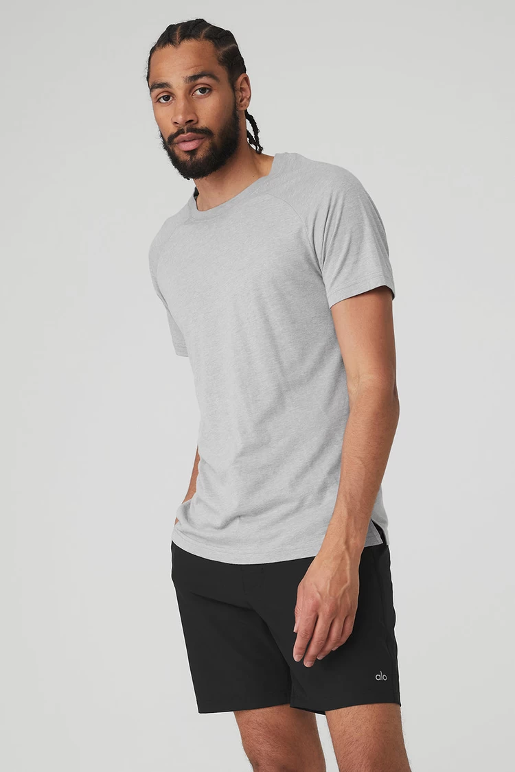 Aloyoga The Triumph Crew Neck Tee - Athletic Heather Grey