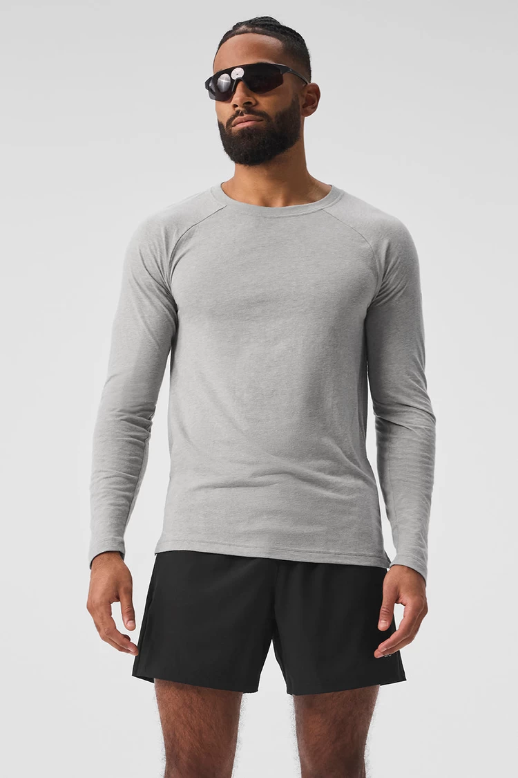 Aloyoga Triumph Long Sleeve Tee - Athletic Heather Grey