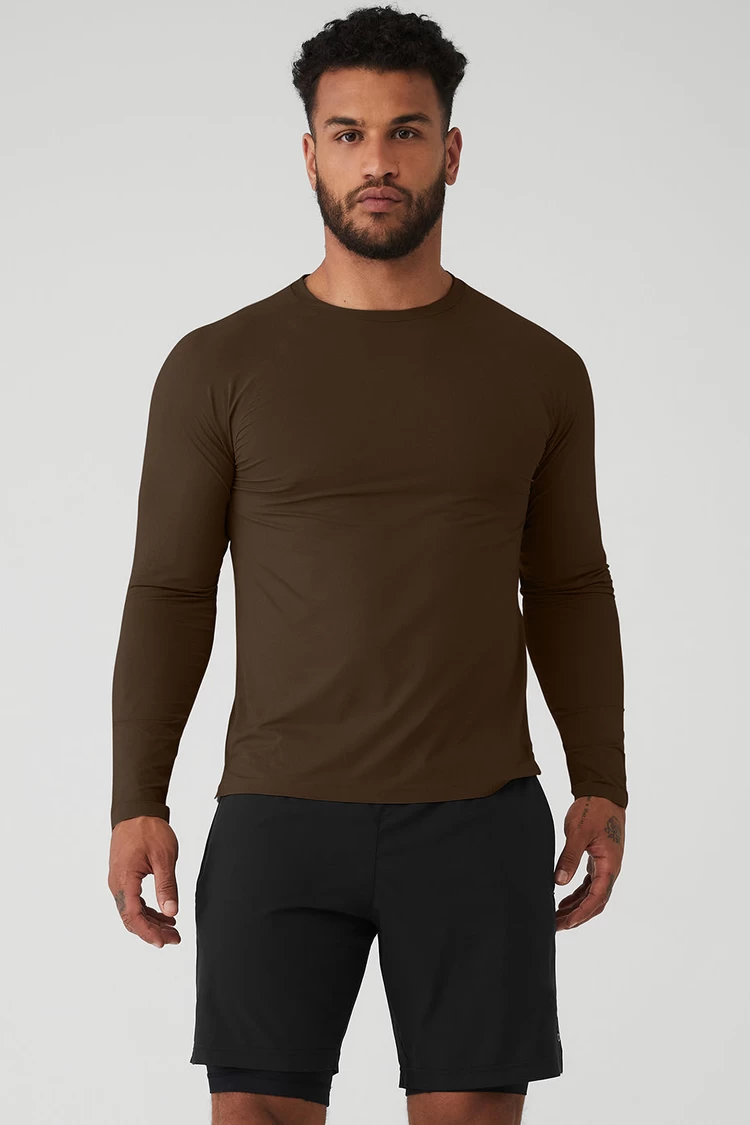 Aloyoga Idol Long Sleeve Performance Tee - Espresso