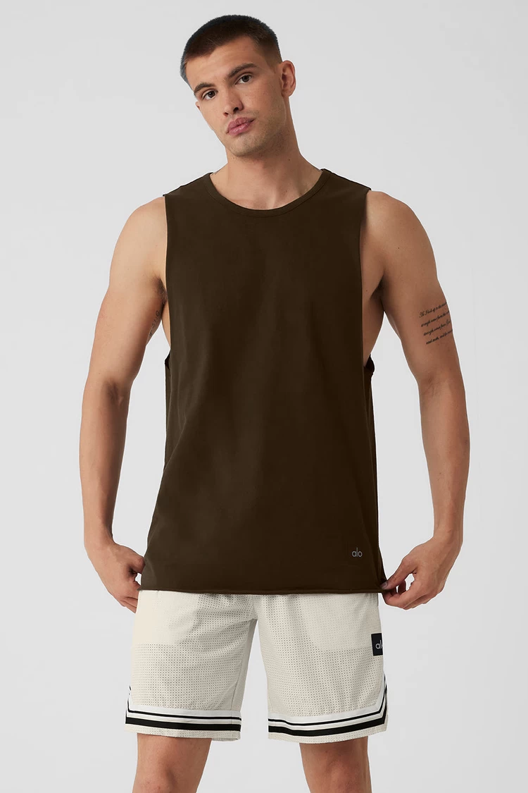 Aloyoga Society Raw Edge Tank - Espresso