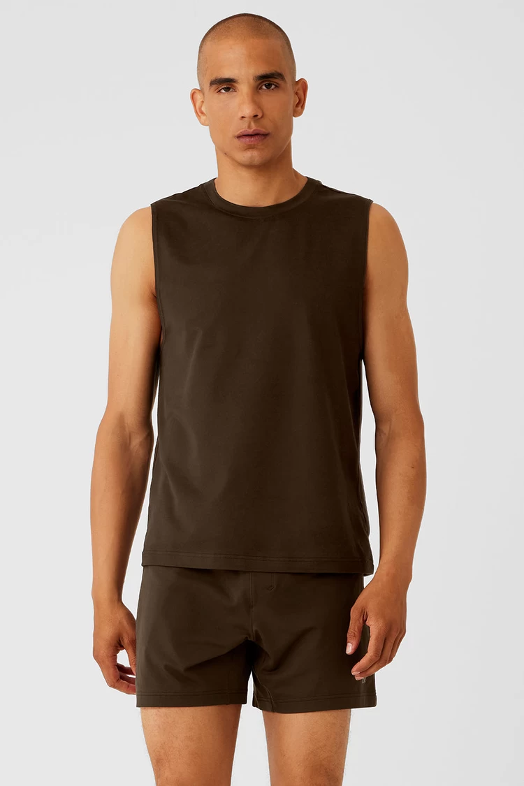 Aloyoga Conquer Muscle Tank - Espresso