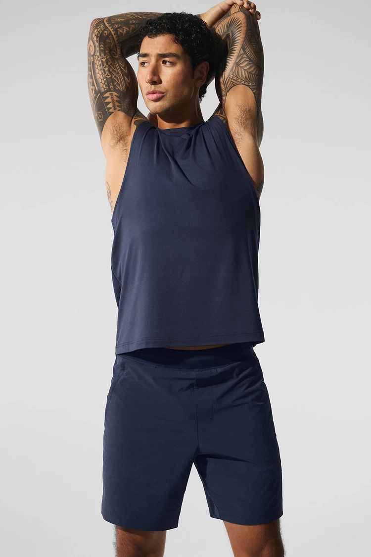 Aloyoga Conquer Muscle Tank - Navy