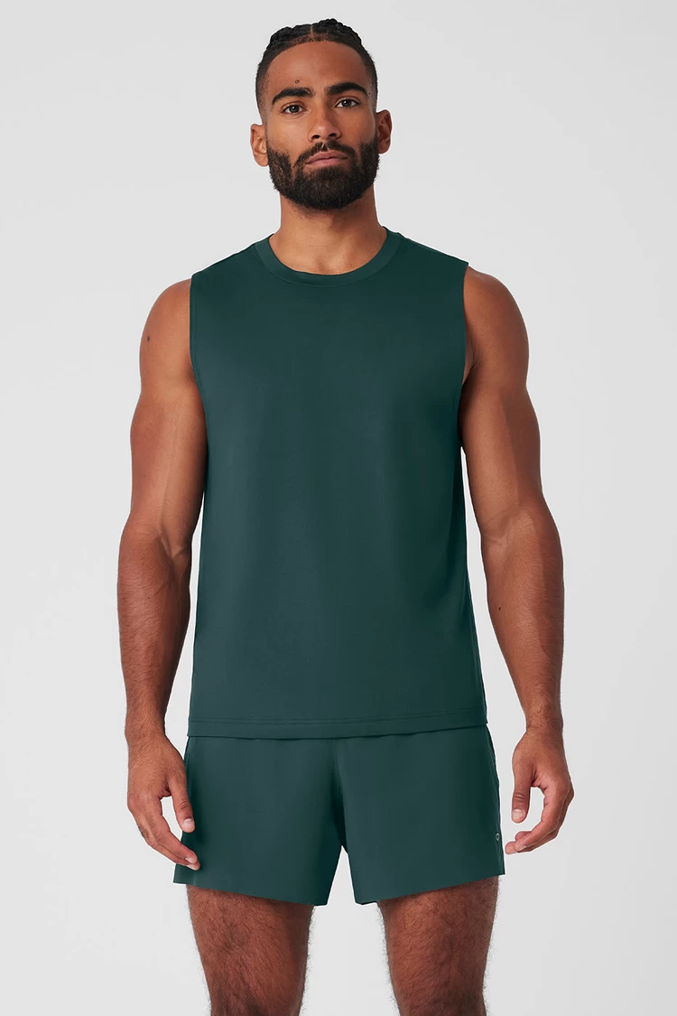 Aloyoga Conquer Muscle Tank - Midnight Green