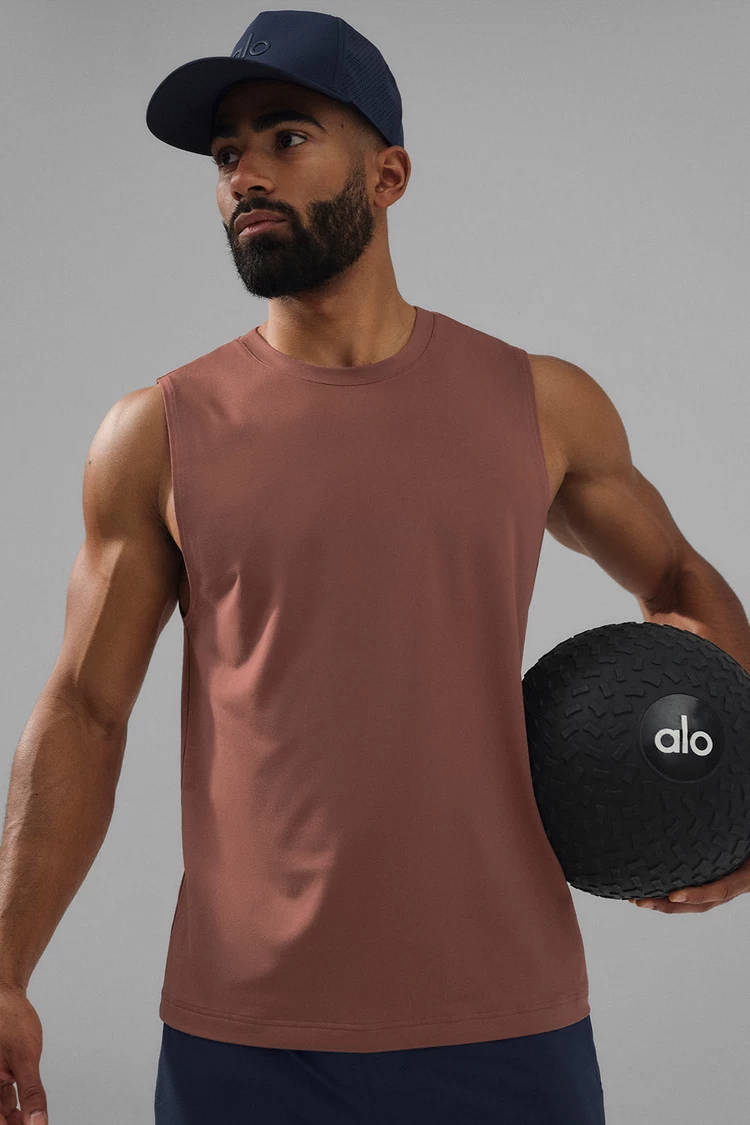 Aloyoga Conquer Muscle Tank - Chestnut