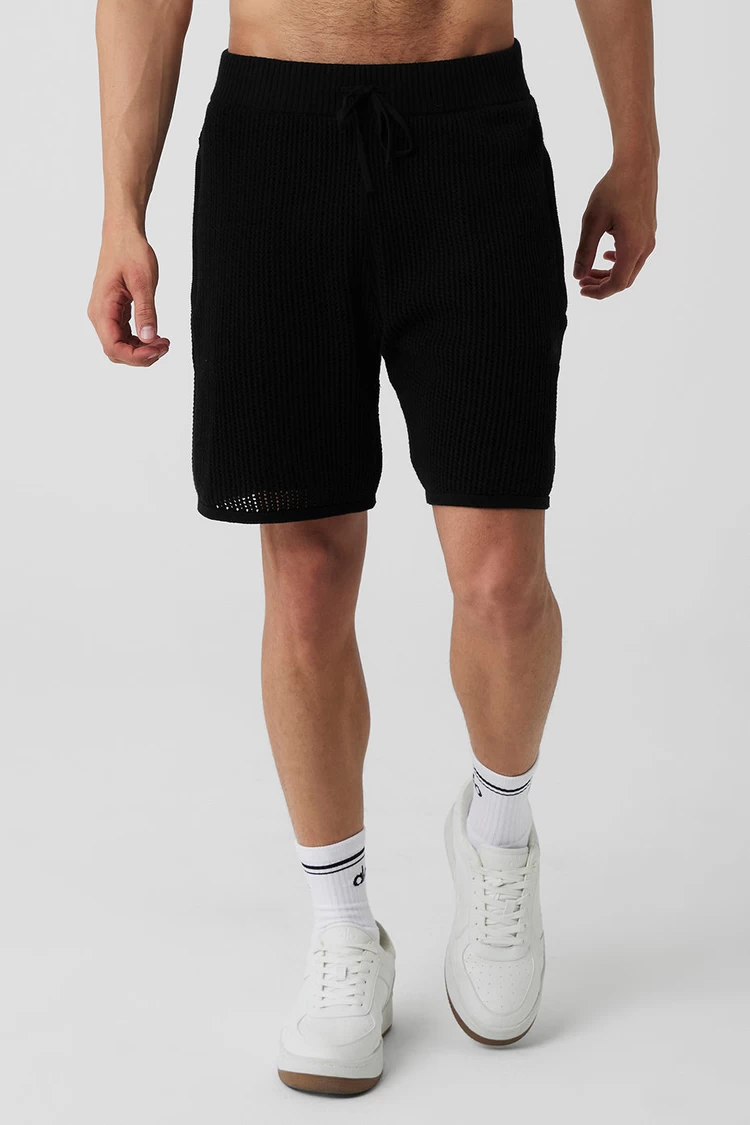 Pantalón Corto Aloyoga De Punto Abierto - Negro