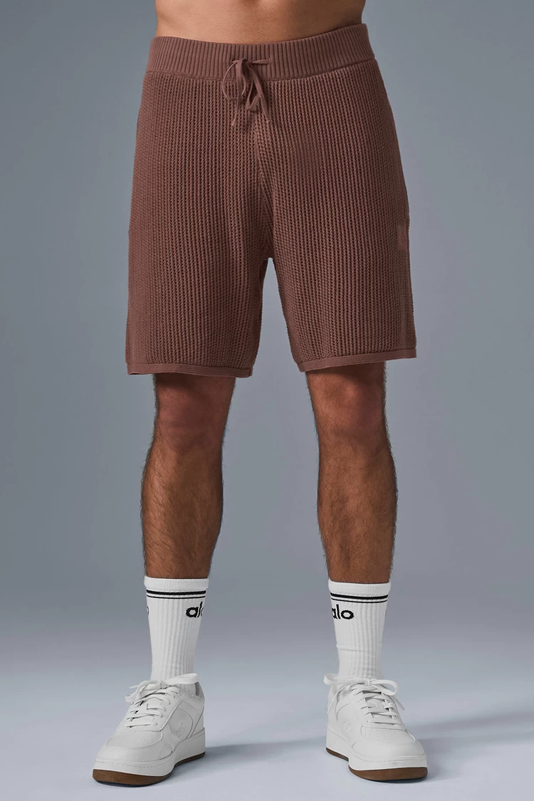 Pantalón Corto Aloyoga De Punto Abierto - Castaño