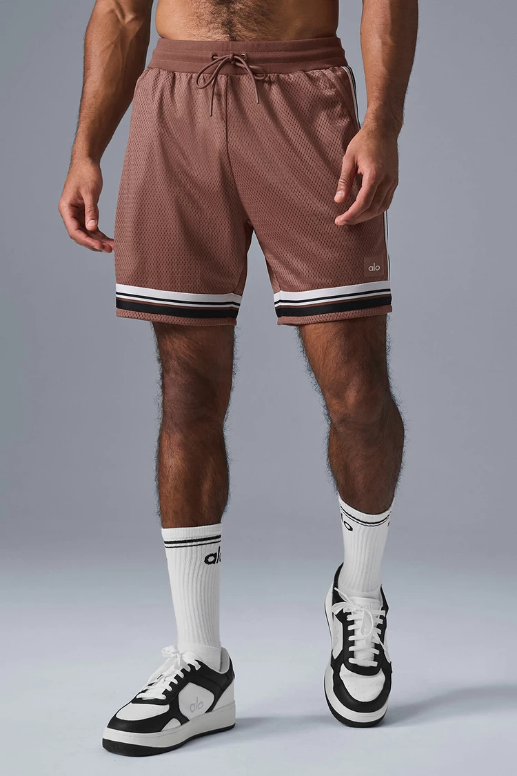 Pantalón Corto De Baloncesto Aloyoga 7" Key Mesh - Castaño