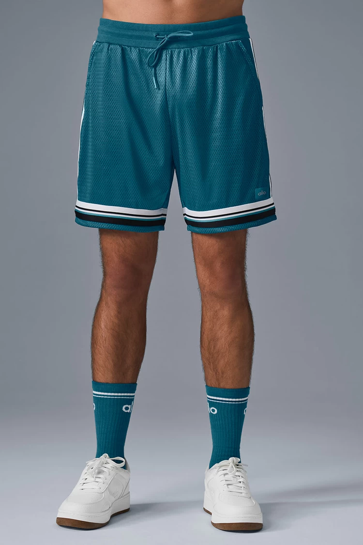 Pantalón Corto De Baloncesto Aloyoga De Malla Clave De 7" - Verde Azulado Oceánico