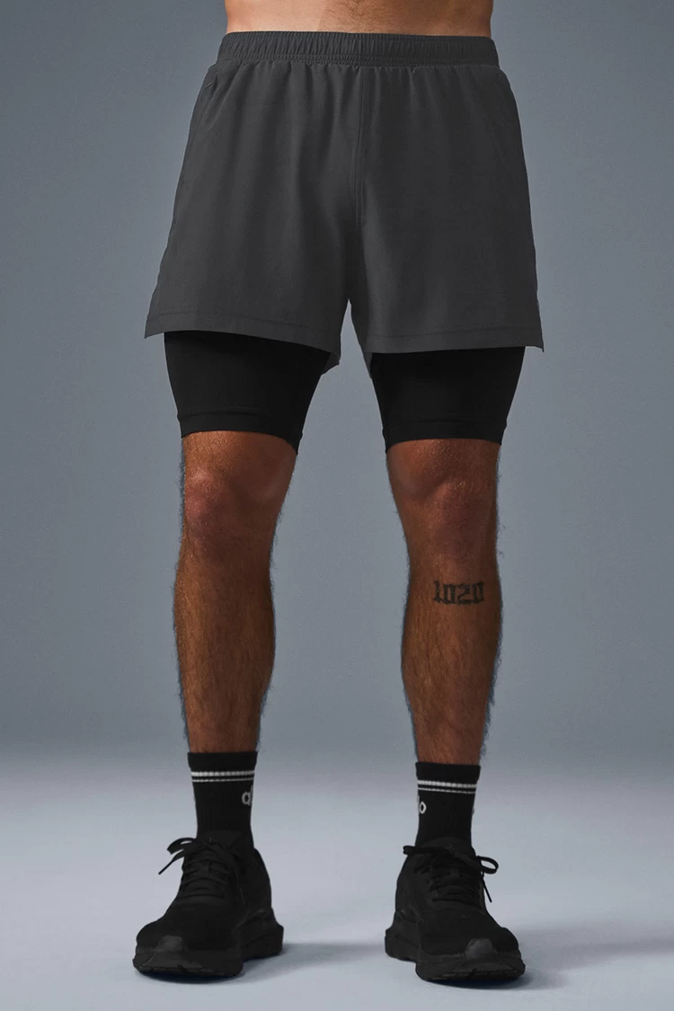 Aloyoga 5" Revival 2-in-1 Short - Anthracite/Black