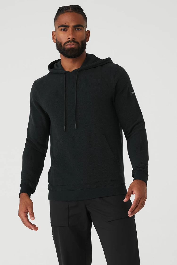 Aloyoga Micro Waffle Fast Break Hoodie - Black