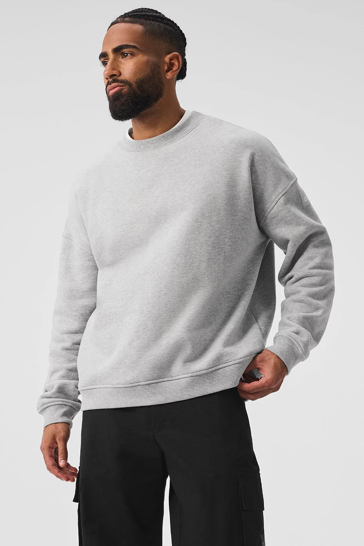 Aloyoga Renown Heavy Weight Crew Neck Pullover - Athletic Heather Grey