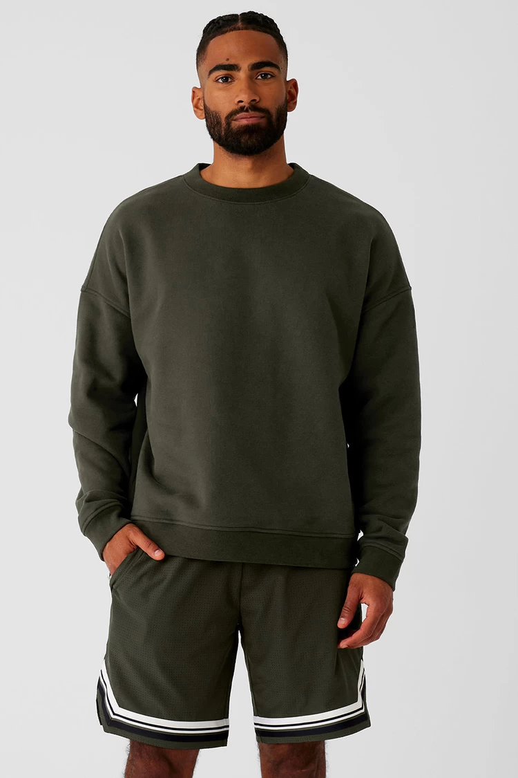 Aloyoga Renown Heavy Weight Crew Neck Pullover - Stealth Green