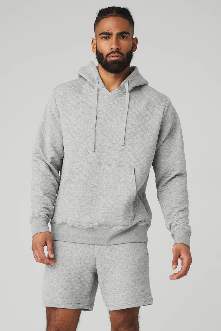Aloyoga Quilted Stadium Hoodie - Athletic Heather Grey