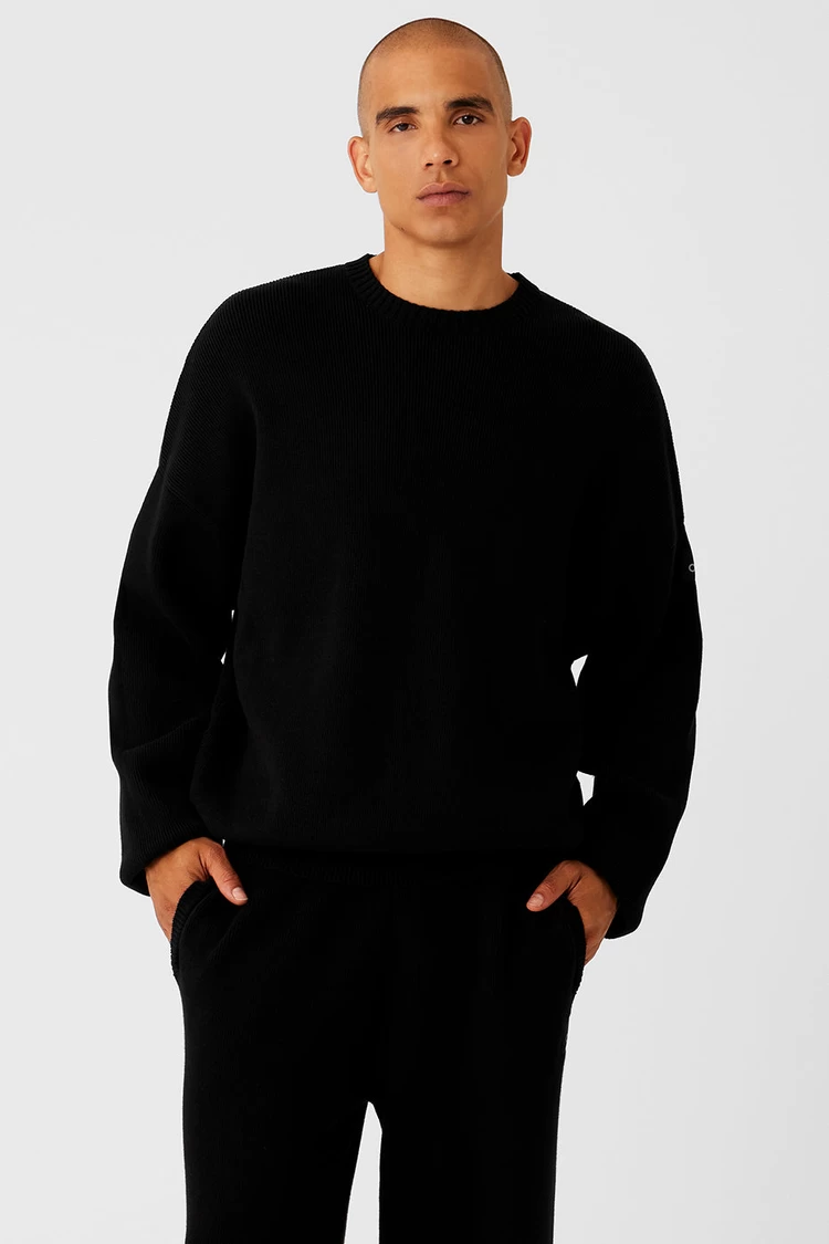 Aloyoga Scholar Crew Neck Sweater - Black