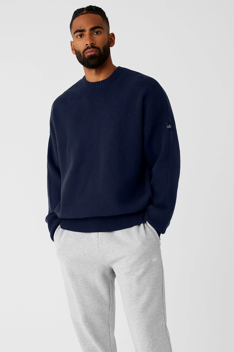 Aloyoga Scholar Crew Neck Sweater - Navy