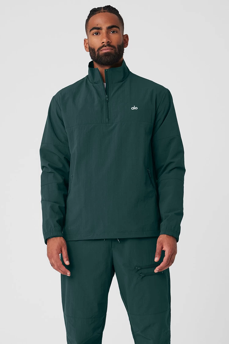 Aloyoga Takeaway Track Pullover - Midnight Green