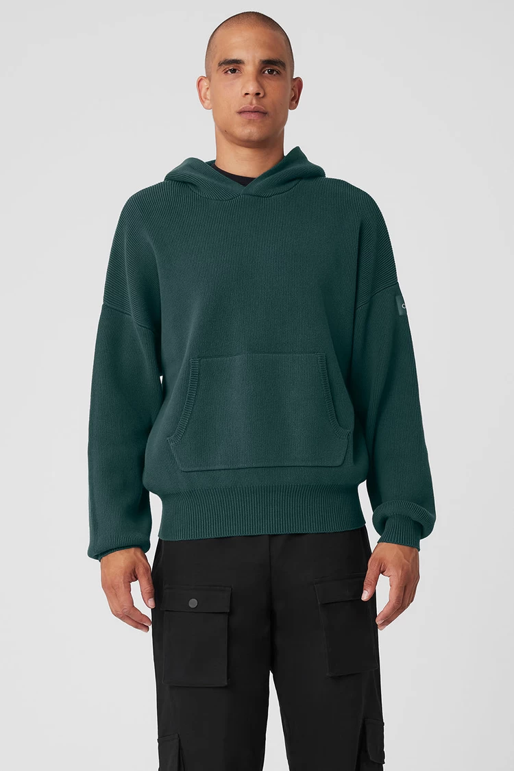 Aloyoga Scholar Hooded Sweater - Midnight Green