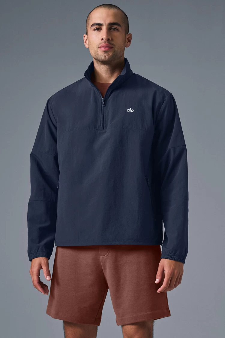 Aloyoga Light Weight Takeaway Track Pullover - Navy