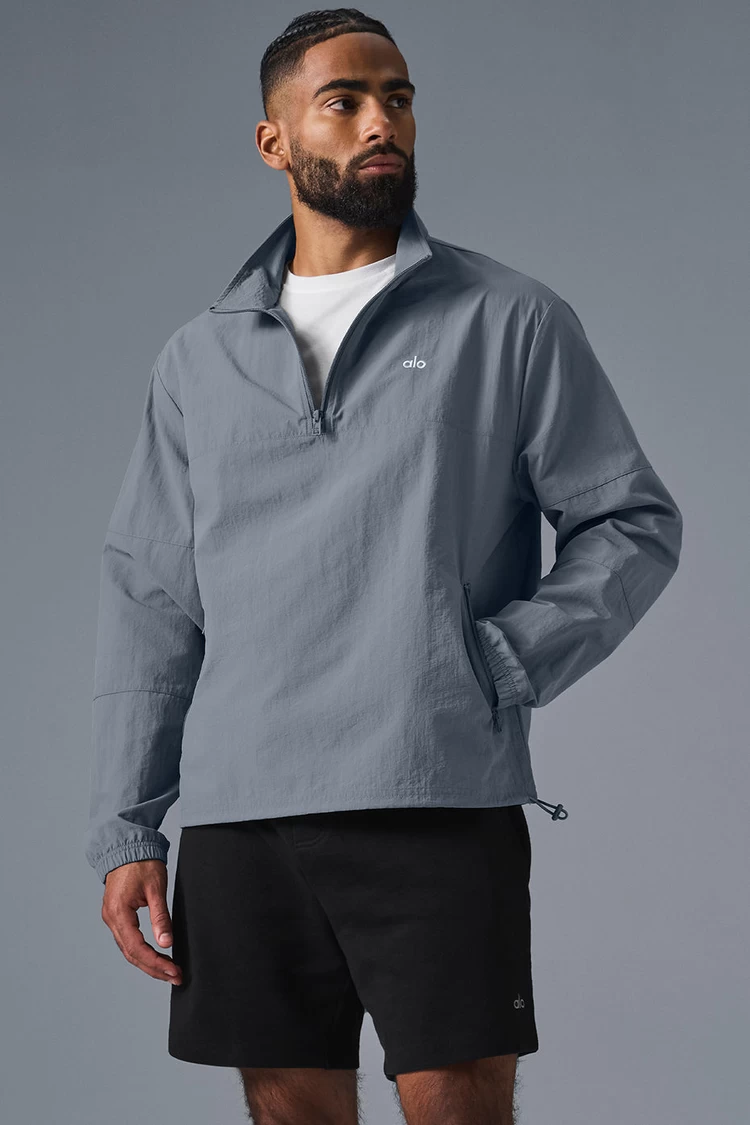 Aloyoga Lightweight Takeaway Track Pullover - Steel Grey