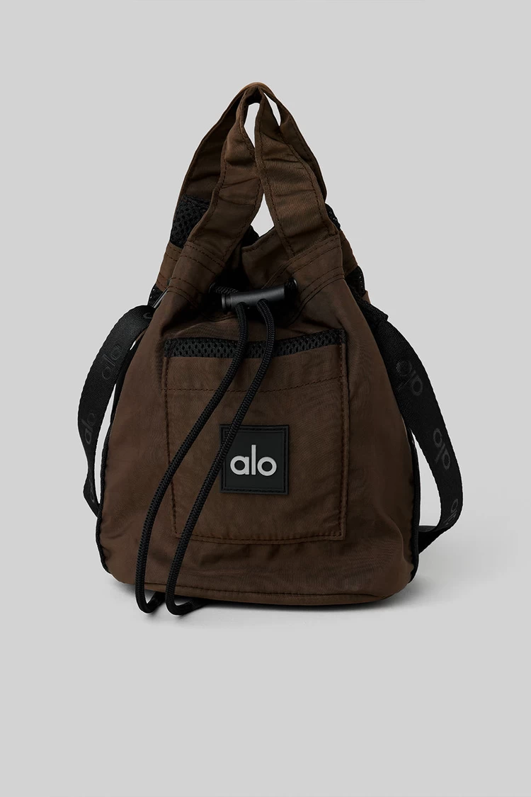 Aloyoga Cross Body Bucket Bag - Espresso/Black