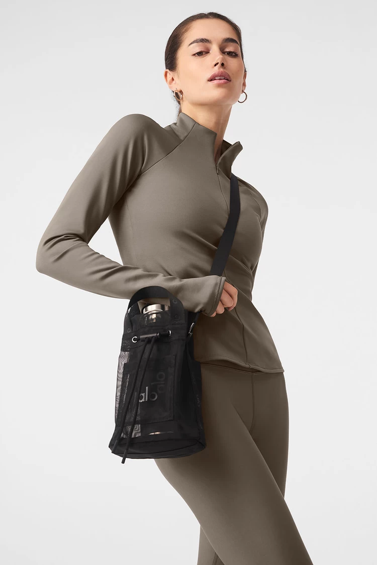 Aloyoga Sheer Cross Body Bucket Bag - Black