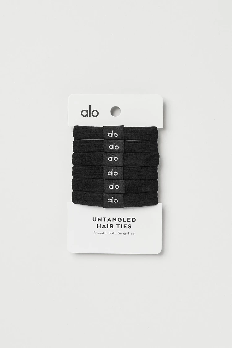 Aloyoga Untangled Hair Tie 6-Pack - Black