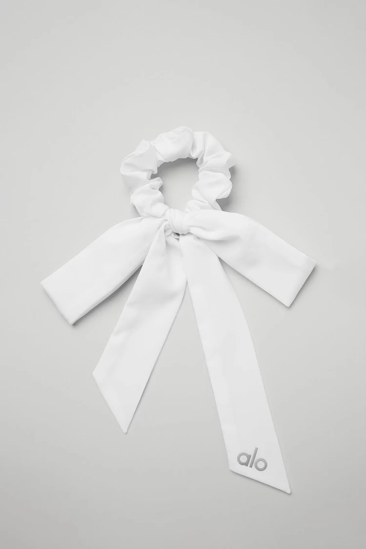 Aloyoga Love Knots Tie Scrunchie - White