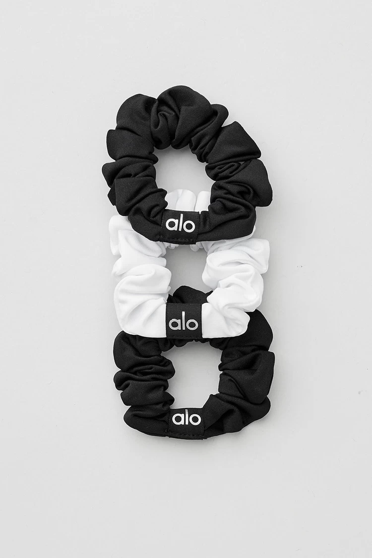 Aloyoga Fresh Mini Scrunchie (3-Pack) - Black/White