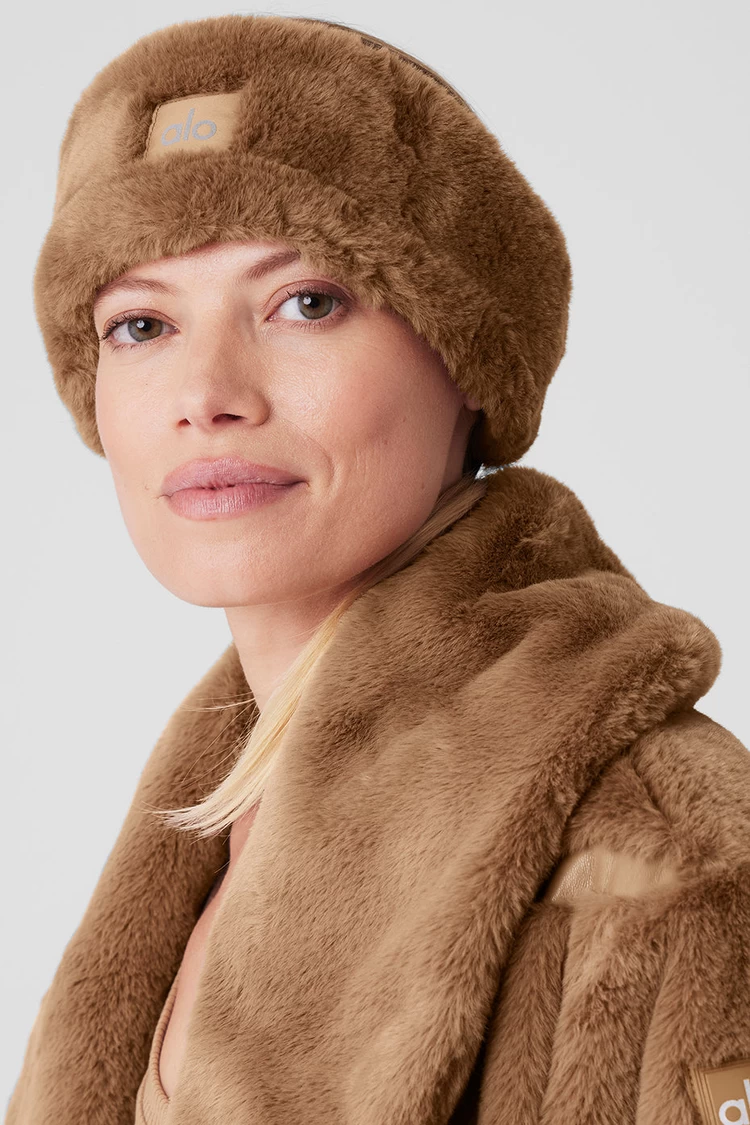 Aloyoga Faux Fur Ear Warmers - Toasted Almond