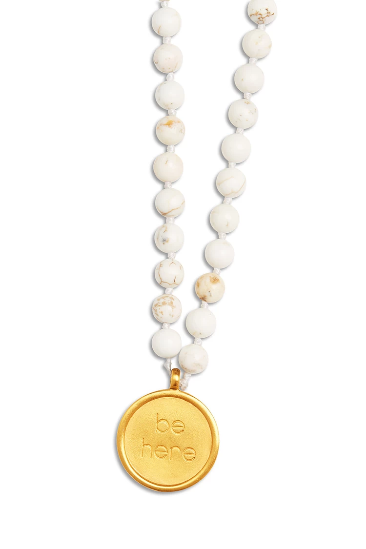 Aloyoga White Turquoise Mala Necklace