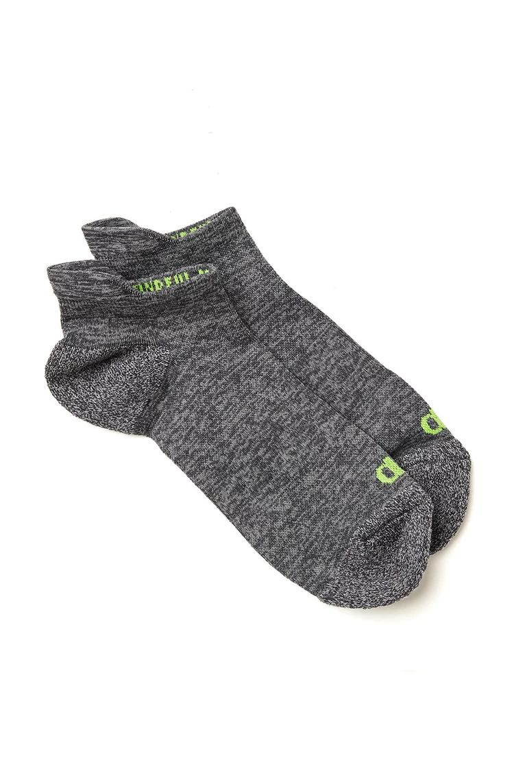 Aloyoga Men's Performance Tab Sock - Dark Grey Heather/Highlighter