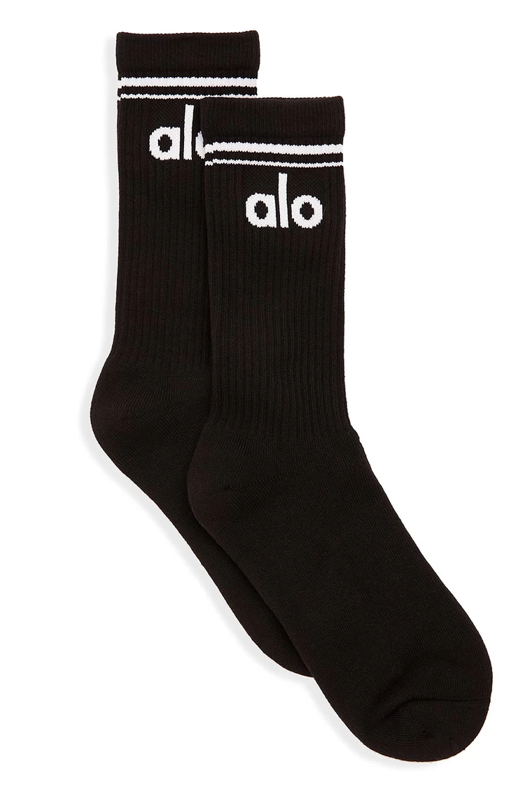 Aloyoga Unisex גרב Throwback - שחור/לבן