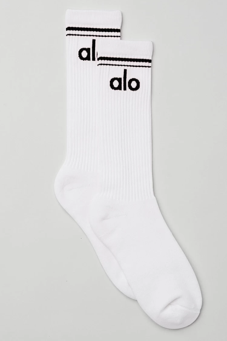 Aloyoga Unisex Throwback Sock - White/Black