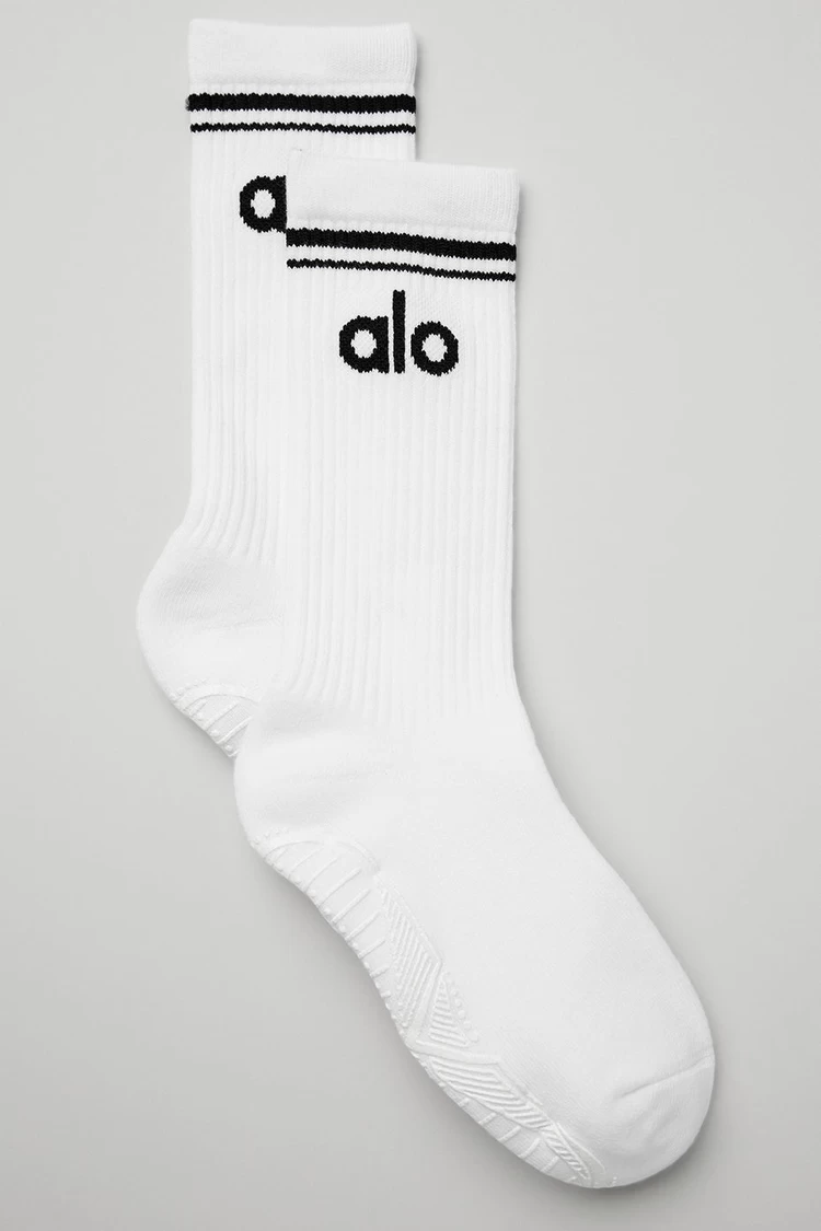 Aloyoga Women's Throwback Barre Sock - White/Black