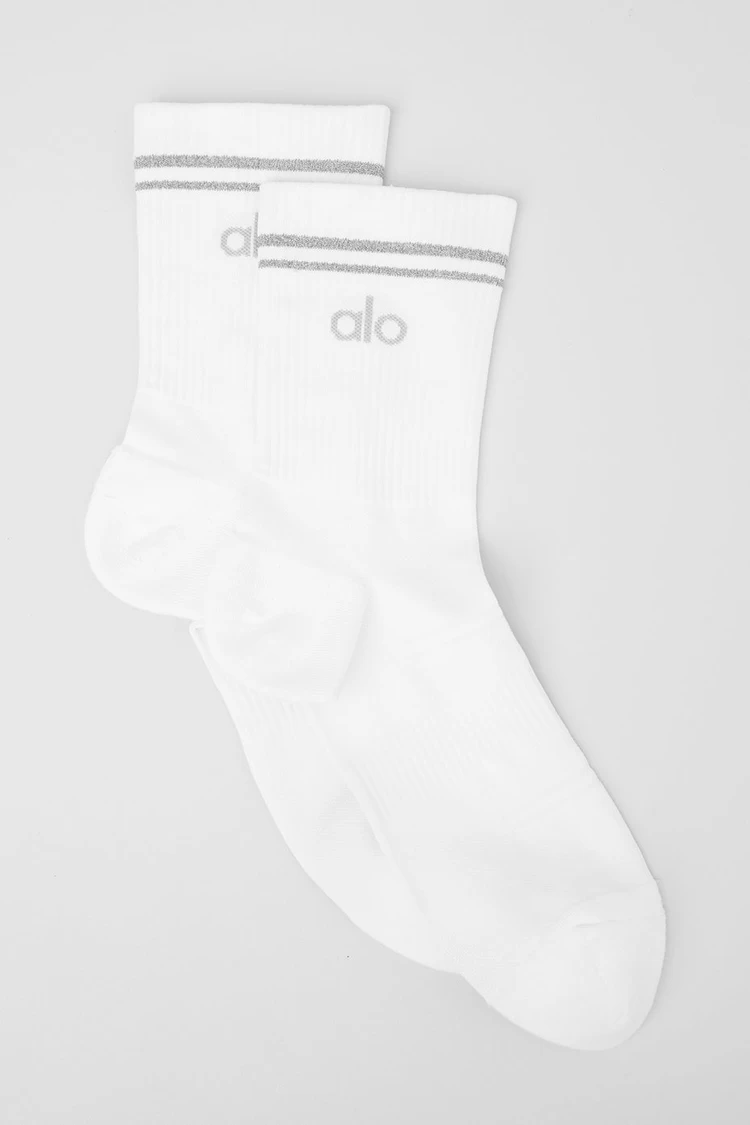 Aloyoga Unisex Half-Crew Performance Sock - White