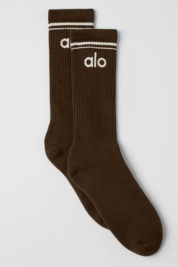 Aloyoga Unisex Throwback Sock - Espresso/Bone