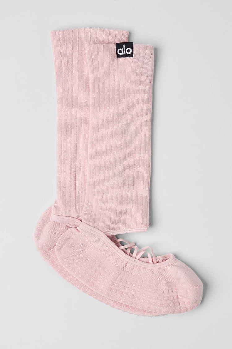 Aloyoga Women's Strappy Siren Grip Sock - Ballet Pink