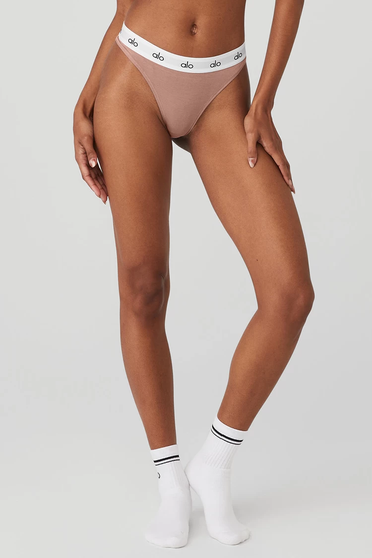 Aloyoga Icon High-Cut Thong - Smoky Quartz