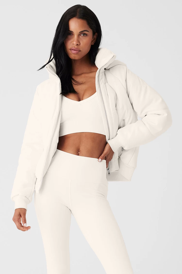 Aloyoga Faux Leather Boss Puffer - Ivory