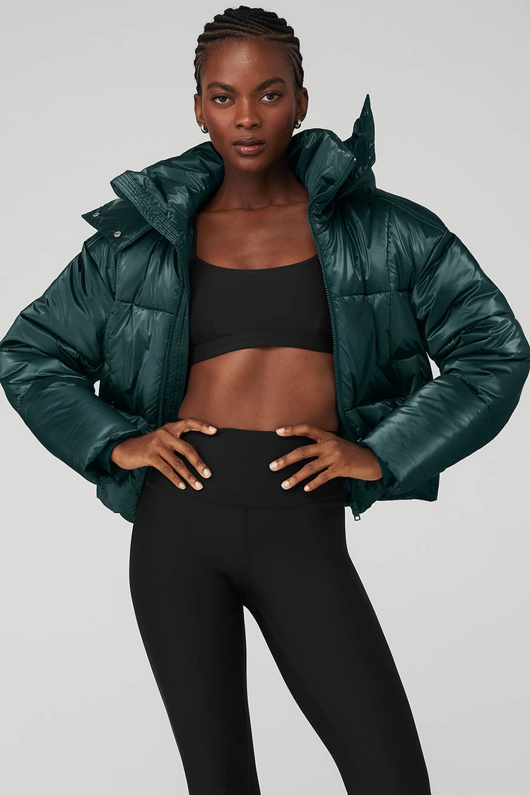 Aloyoga Pearlized Pristine Puffer - Midnight Green