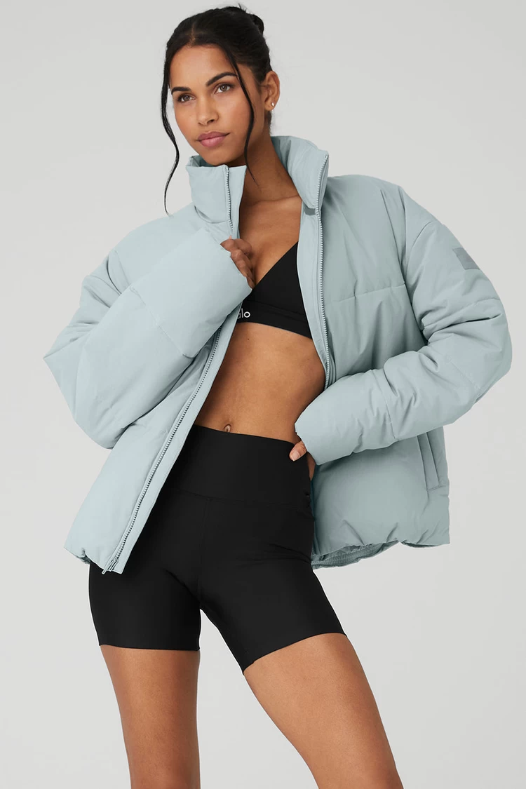 Aloyoga Stretch Woven Street Puffer - Cosmic Grey