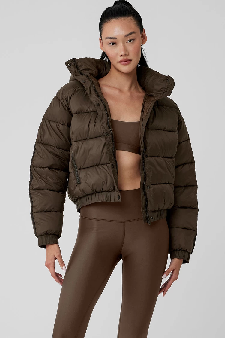Aloyoga Aspen Love Puffer Jacket - Espresso
