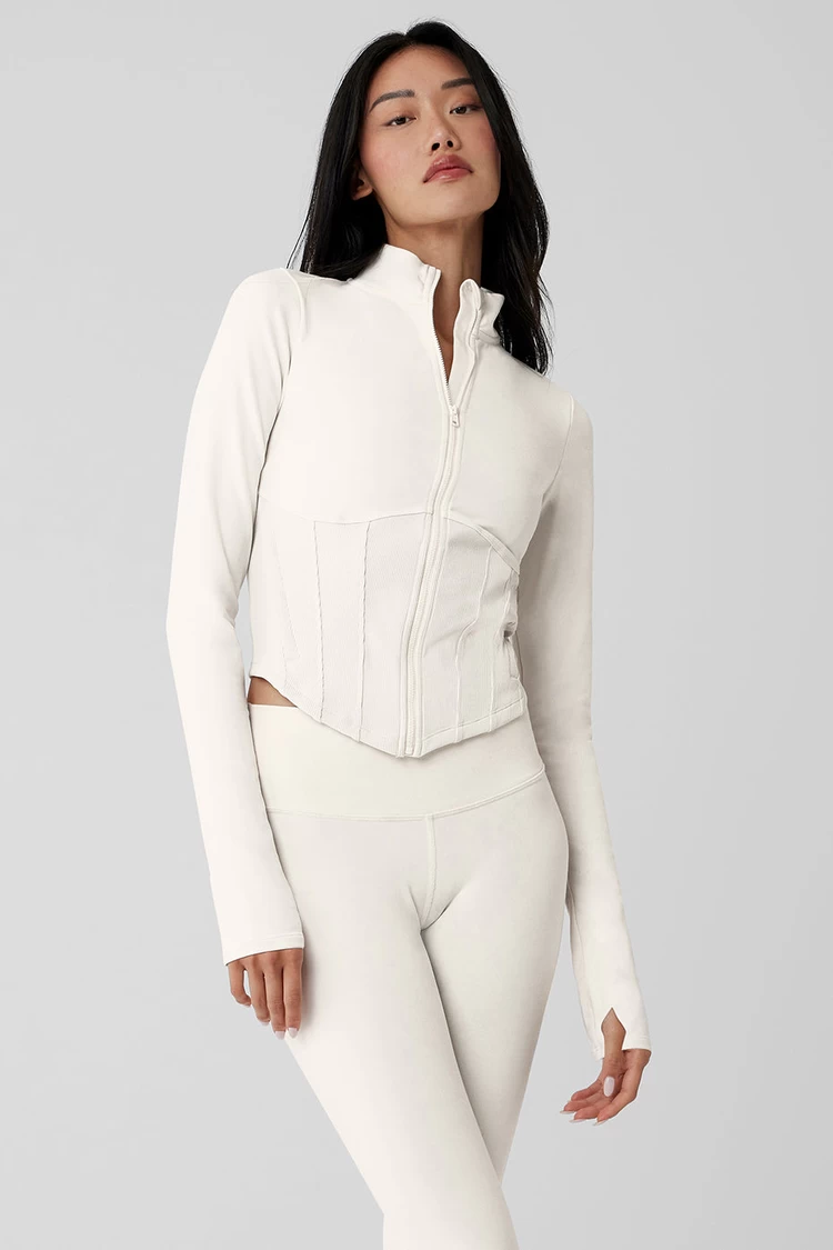 Aloyoga Airbrush Corset Full Zip Jacket - Ivory